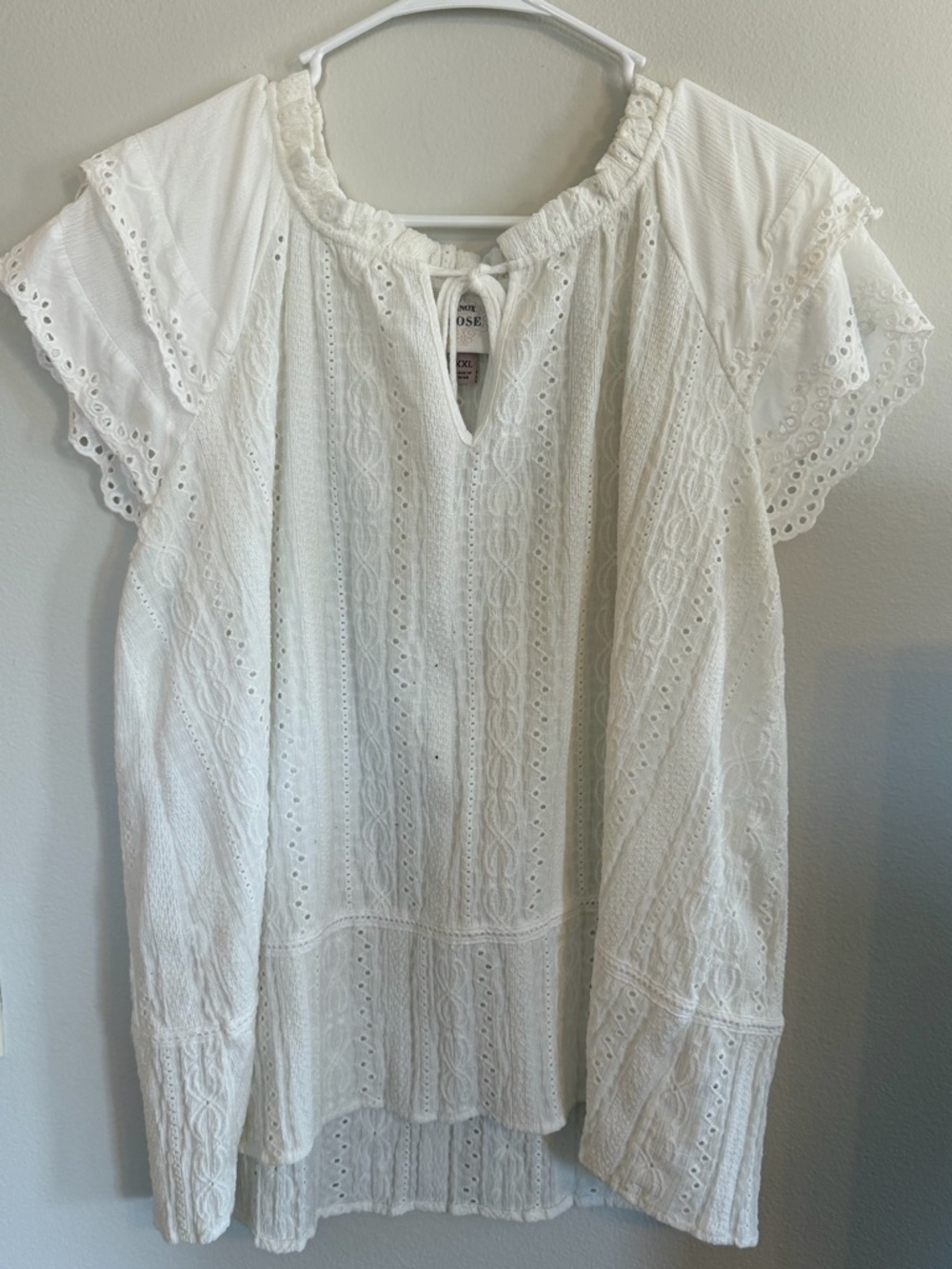 Knox Rose White Eyelet Lace Peasant Tunic